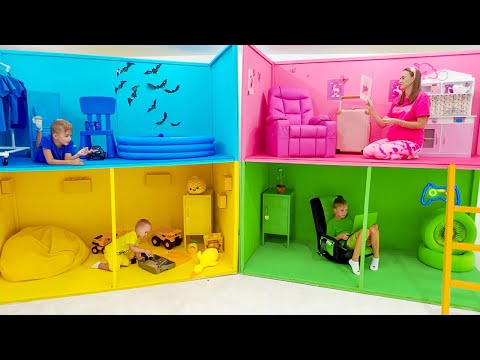 Desafío de la casa de juegos de cuatro colores de Vlad y Niki