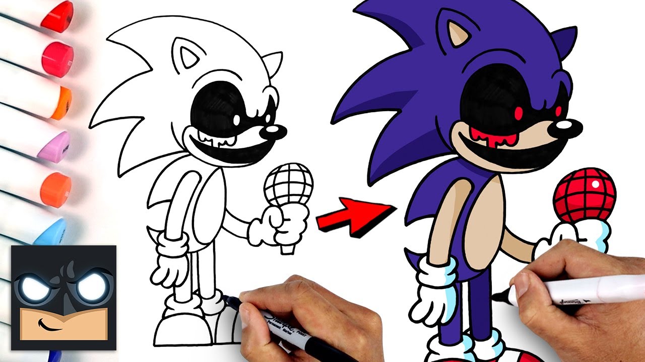 How To Draw Sonic. EXE - Friday Night Funkin