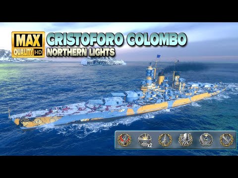 Battleship Cristoforo Colombo  Devastating strikes on map Northern Lights   World of Warships