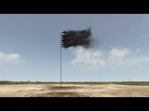 Artist John Gerrard creates virtual flag of billowing black smoke