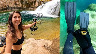 Metal Detecting Hidden Treasure Under a Desert Waterfall