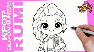 Como Dibujar Rumi Kawai de Las Guerreras K-Pop | how to draw Rumi Kawaii from K-pop Demon hunters