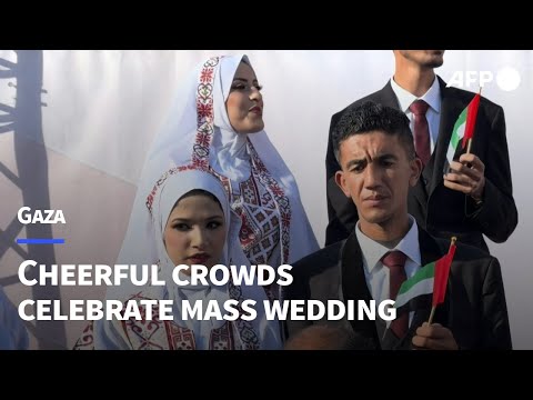 UAE organises mass wedding for 54 couples amid ruins in Gaza | AFP
