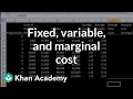 Exploring Fixed, Variable, and Marginal Costs