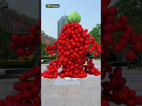 Fruits and vegetables pair walking bumps 🍌🍅 c4d special effects