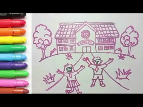 Menggambar dan Mewarnai Sekolah untuk Anak TK, Paud dan SD