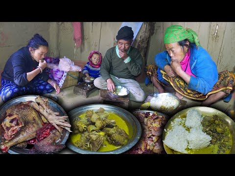 Local Chicken Leg Recipe with Rice Cooking & Eating in Village kitchen || Chicken rice village style