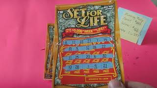 Set For Life $10 New York lotto lottery Scratch Off Tickets