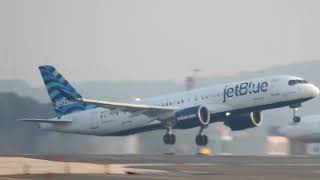 JetBlue Airways Soars into the Sky | Boston Airport Takeoff Plane Spotting