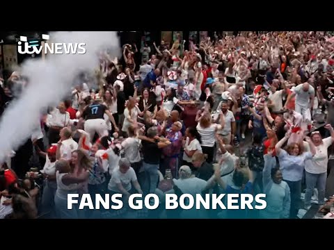 Chaos and joy: Watch England fans' live reactions to Chloe Kelly's Euro final penalty | ITV News