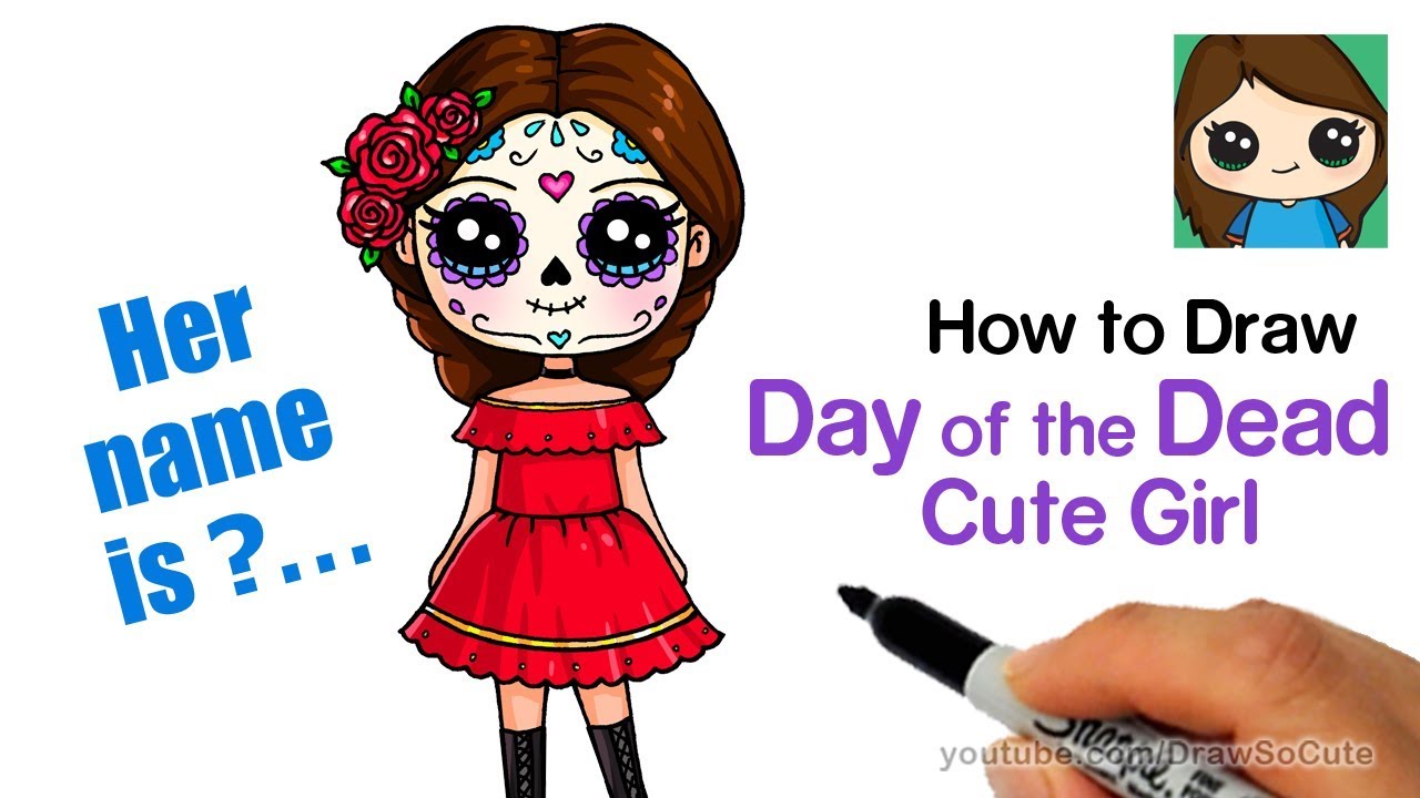 How to Draw Day of the Dead Cute Girl
