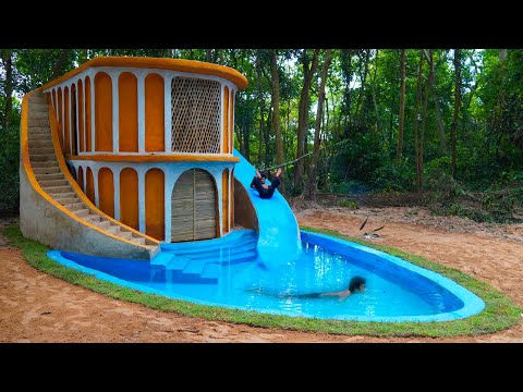 106 Days Building The Most Amazing Underground Water Slide Temple House