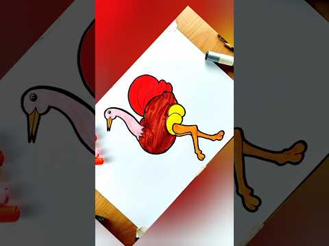 Ostrich Drawing and Coloring || Ostrich Drawing 🐦 😍  #drawing #coloring #shorts #ostrich