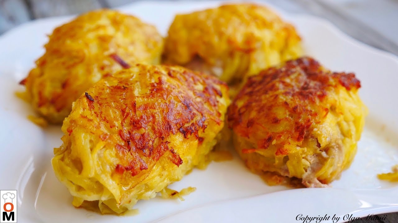Мясные рулетики в картофельнои корочке