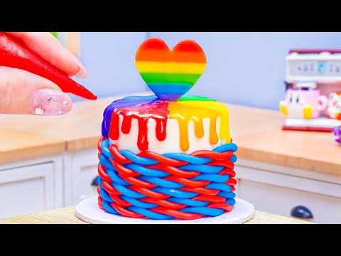 Satisfying Miniature Rainbow Cake Decorating 🌈 Awesome Miniature Rainbow Cake Recipe