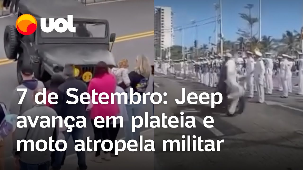 7 de Setembro Jeep avança em plateia e moto atropela militar em desfiles veja vídeos