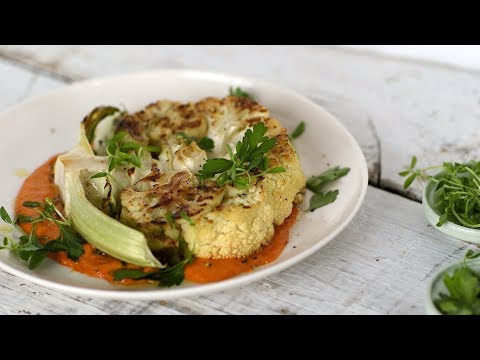 Cauliflower Steaks with Romesco Sauce- Healthy Appetite with Shira Bocar