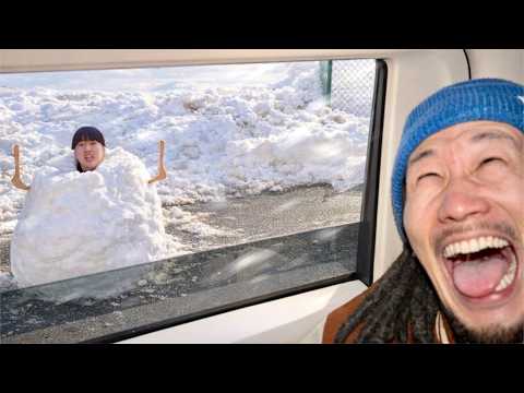 がーどまんを雪だるまにして山に置き去りにしてみた【ドッキリ】