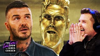 Thumbnail for the video "The David Beckham Statue Prank" from The Late Late Show with James Corden