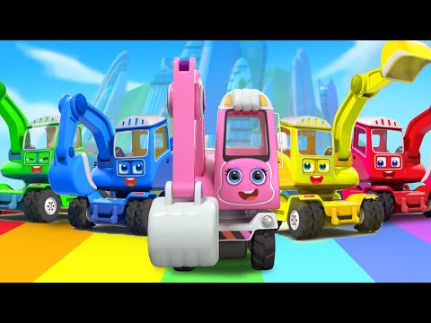 Ten Excavators Song | Learning Vehicles | Numbers | Nursery Rhyme & Kids Sing | BabyBus - Cars World