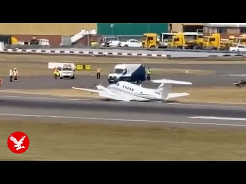 YouTube video thumbnail: Birmingham Airport Chaos: Runway Closed After Small Plane Emergency Landing