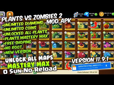 Plants VS Zombies 2 Mod Apk New 2024 V11.9.1 - Unlimited Diamond & All Plants Unlocked Max Level