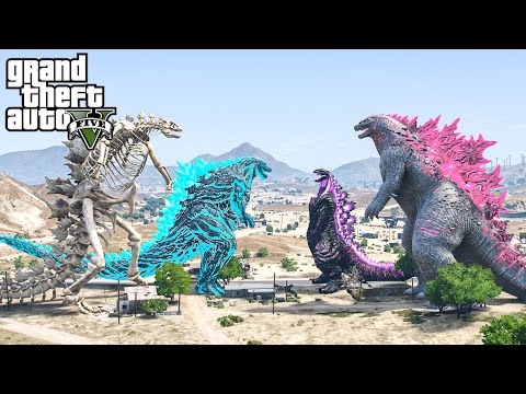 Skeleton Godzilla, Godzilla Earth vs Godzilla x Shin Godzilla - The New Battle ( GTA V Mods )