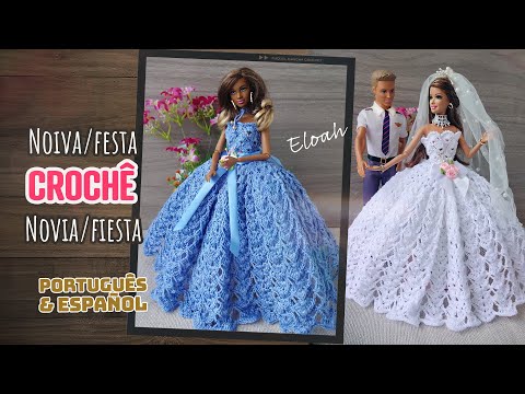 Vestido de noiva/festa para Barbie 💐 Eloah