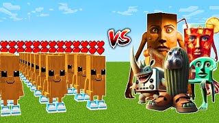 100 Kid Tung Tung Sahur vs All Brainrot Animals Bosses - Minecraft Mob Battle