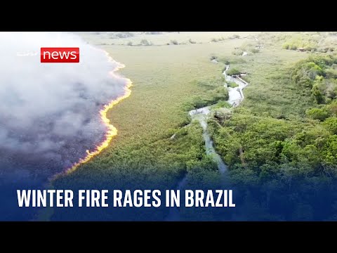 Brazil: Firefighters battle raging wildfires in winter heatwave