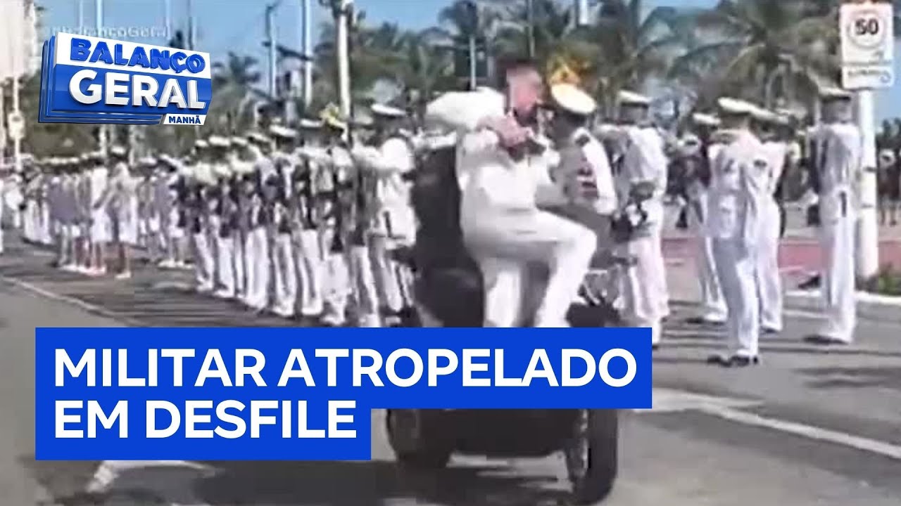 Integrante da Marinha é atropelado por motociclista do exército durante desfile em Fortaleza CE