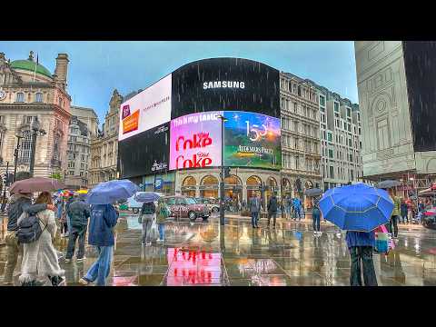 LONDON, England – RAINY WEST END Walking Tour 4K HDR 🇬🇧