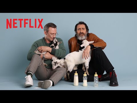 Christian Slater & Demián Bichir Play With Baby Goats While Answering Questions