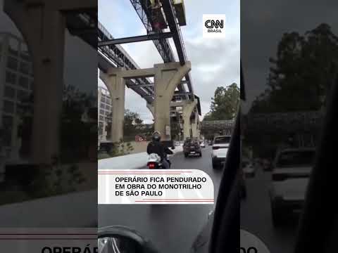 ​Operário escorrega e fica pendurado em obra do monotrilho de São Paulo