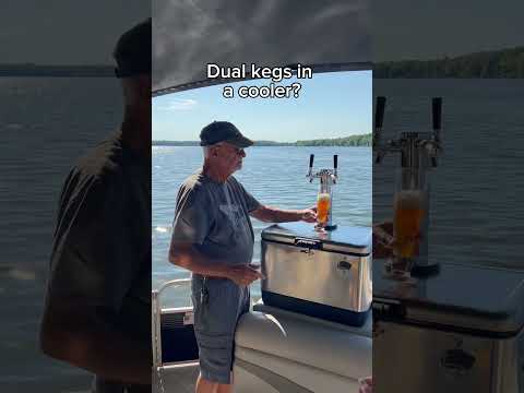 A dual keg system built into a picnic cooler.  #thecoolerkeg #draftcocktails #lakelife