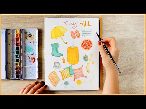 Relaxing Watercolor Painting Ideas to Relax & Unwind After Work | Fall Inspired Watercolor Painting