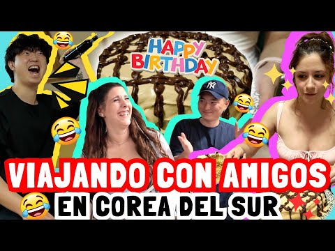 HACIENDO LA TORTA DE CUMPLEAÑOS DE MI AMIGA 🎂 ~ Vlog de vacaciones locas en Corea PARTE 2