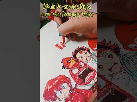🔴 Dibujo personajes Rojos #tanjiro y #juancarlosbodoque #rojo #31minutos #manualidades #cute #shorts