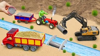 DIY Mini Tractor Transports Bricks to Build a Concrete Bridge | Mechanical Science Project