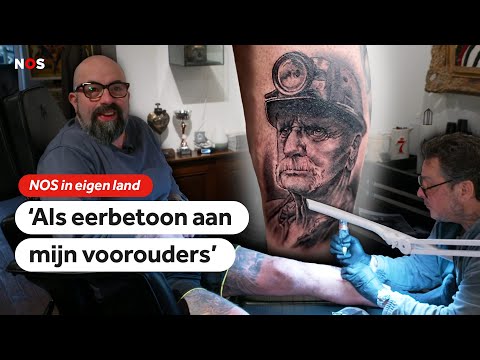 Marcel uit Heerlen laat een tattoo van een mijnwerker zetten