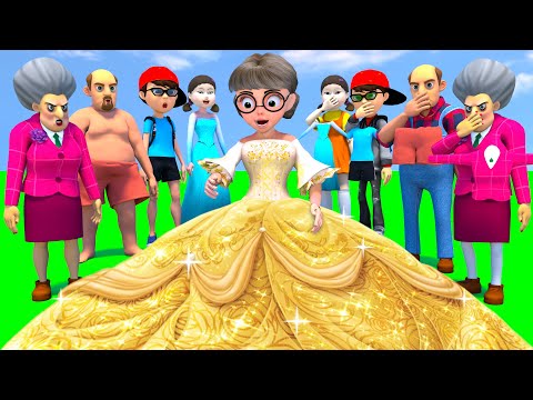 Scary Teacher 3D vs Squid Game Birthday Gift Beautiful & Dressing Room 5 Times Challenge