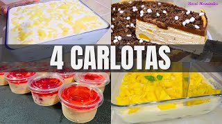 4 CARLOTAS fáciles, cremositas e irresistibles, 4 Postres SIN HORNO!!!