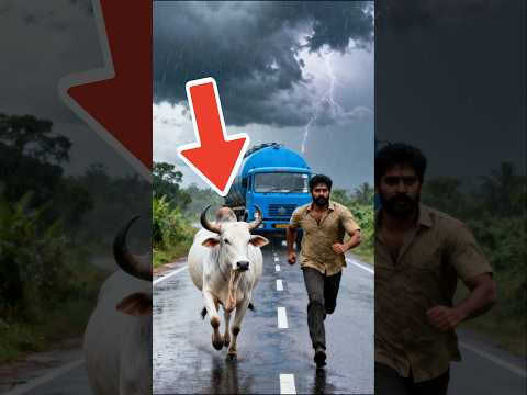Shiva's Divine Warning: Bull Saves Driver from Lightning Strike!#miracle #animals #shiva #rescue