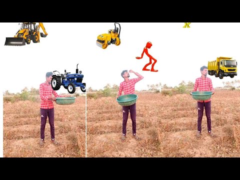 Caching tractor truck and jcb, VFX magic live