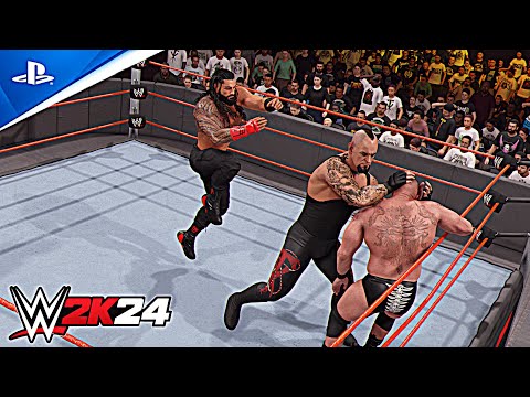 WWE 2K24 - Roman Reigns vs Brock Lesnar vs The Undertaker: Epic Triple Threat Match | PS5 [4K60]