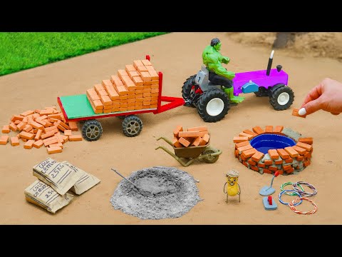 DIY मिनी ट्रैक्टर ईंटों को ढोकर पानी का कुआं बनाता है | मैकेनिकल साइंस प्रोजेक्ट