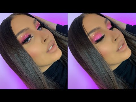 Euphoria Inspired Pink Rhinestone Glitter Makeup | Easy Valentines Look