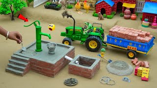 diy mini tractor Hand Pump Construction Project | using bricks | Village Water Supply | @topminigear