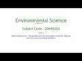 Natural Resource Consumption and Management
