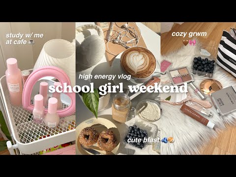 productive school girl weekend vlog🥯study w/ me, grwm, groceries, yum brekky | aesthetic vlog